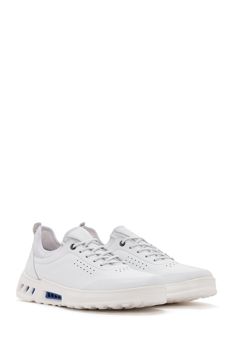 Erkek Beyaz Bağcıklı Deri Sneaker