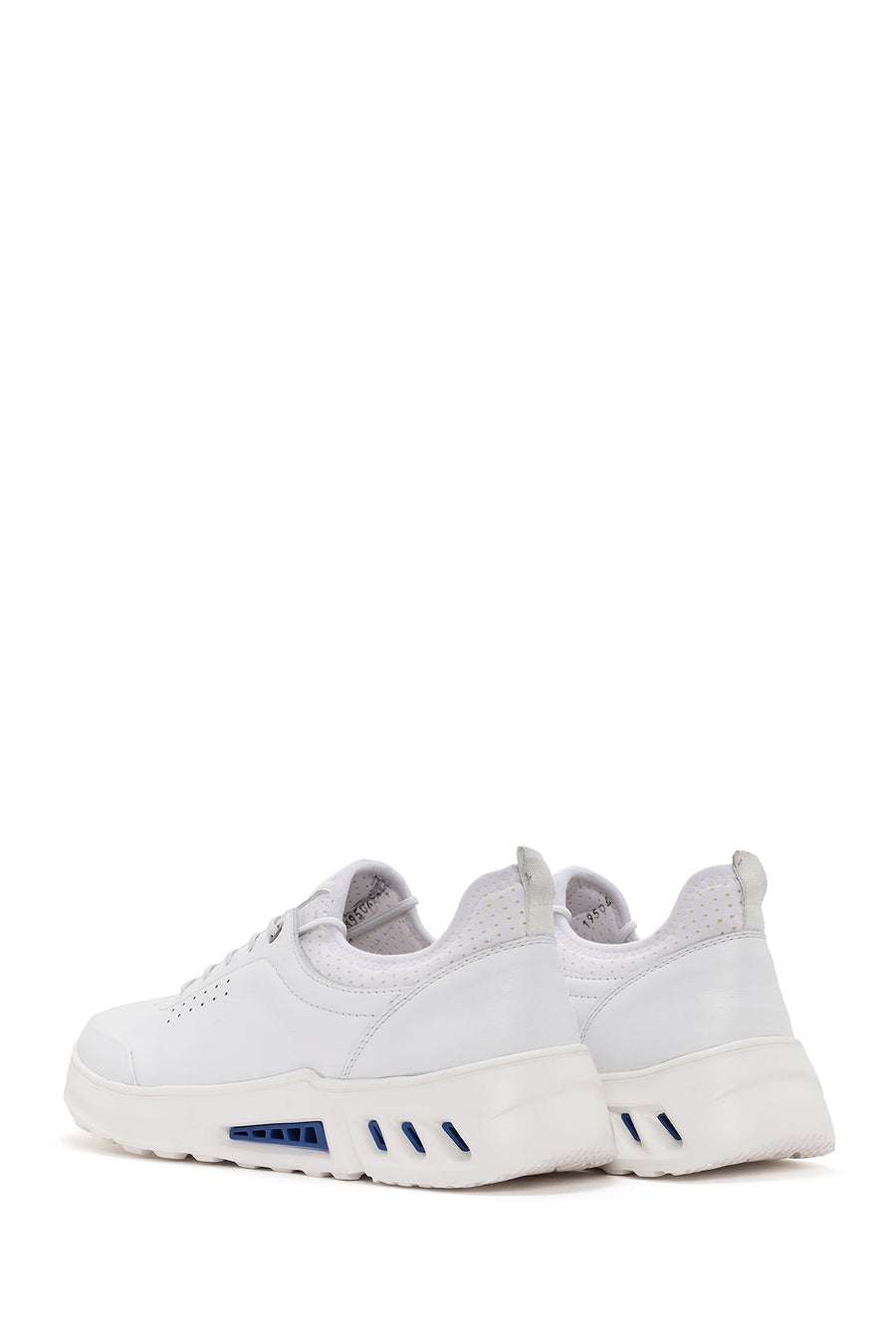 Erkek Beyaz Bağcıklı Deri Sneaker