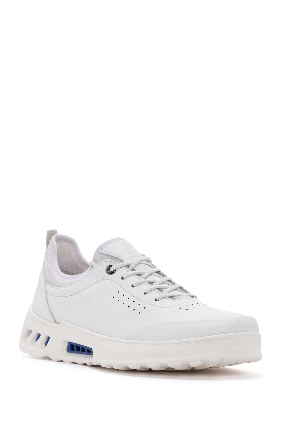Erkek Beyaz Bağcıklı Deri Sneaker