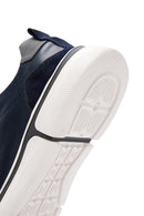 Erkek Lacivert Bağcıklı Kalın Tabanlı Deri Sneaker | Derimod