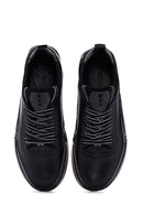 Erkek Siyah Bağcıklı Kalın Tabanlı Deri Sneaker | Derimod