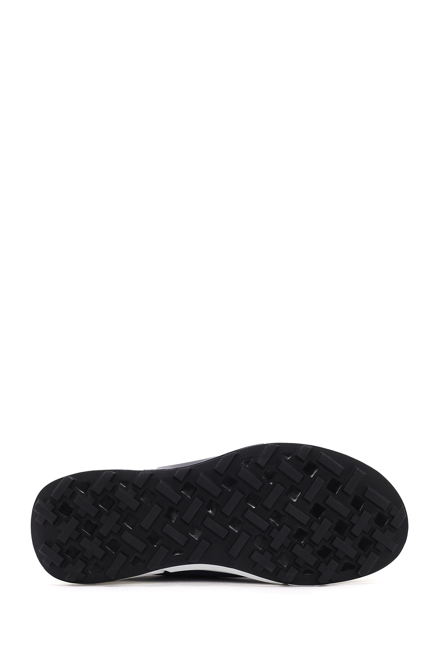 Erkek Lacivert Bağcıklı Kalın Tabanlı Deri Sneaker