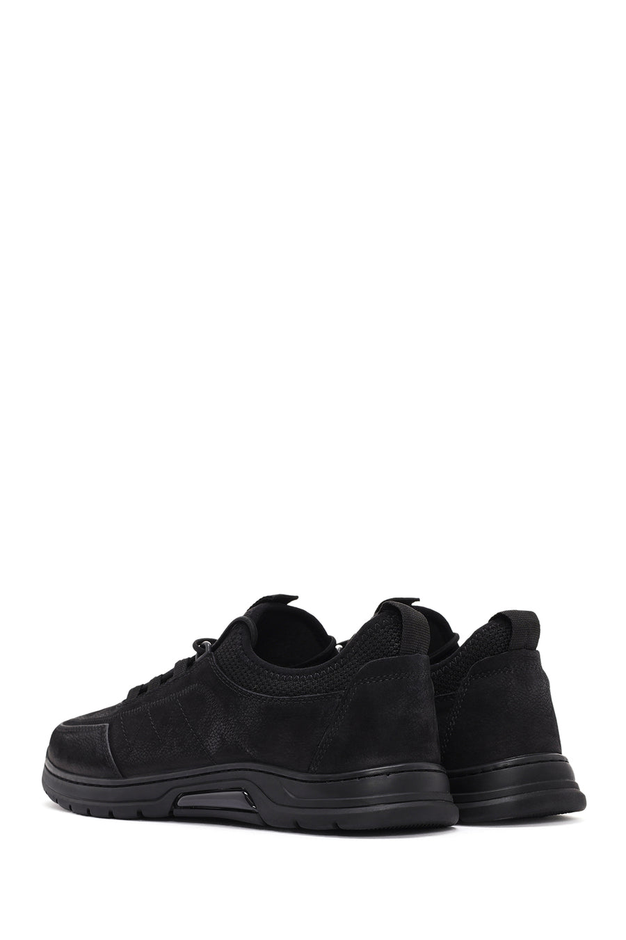 Erkek Siyah Bağcıklı Nubuk Deri Casual Sneaker