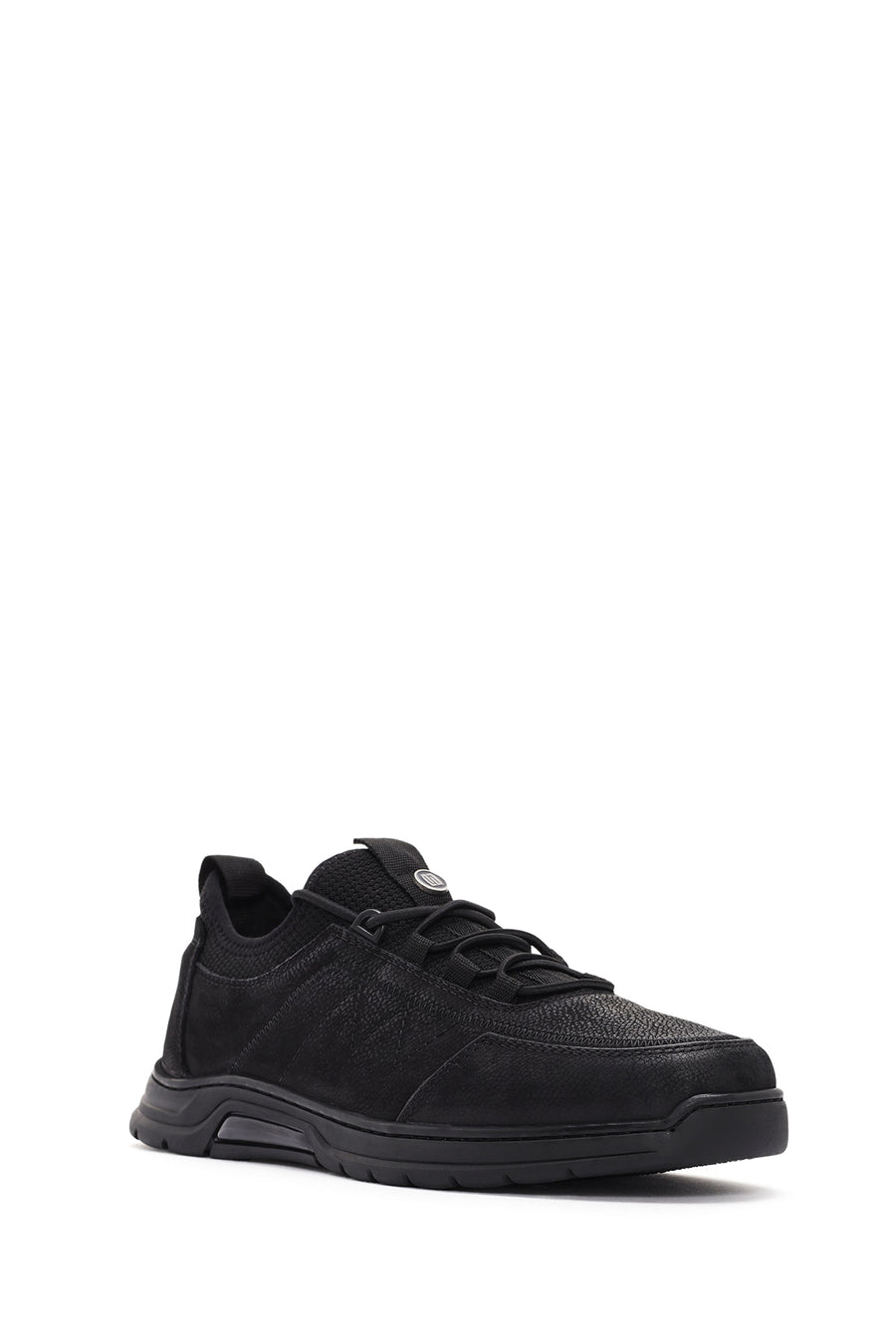 Erkek Siyah Bağcıklı Nubuk Deri Casual Sneaker