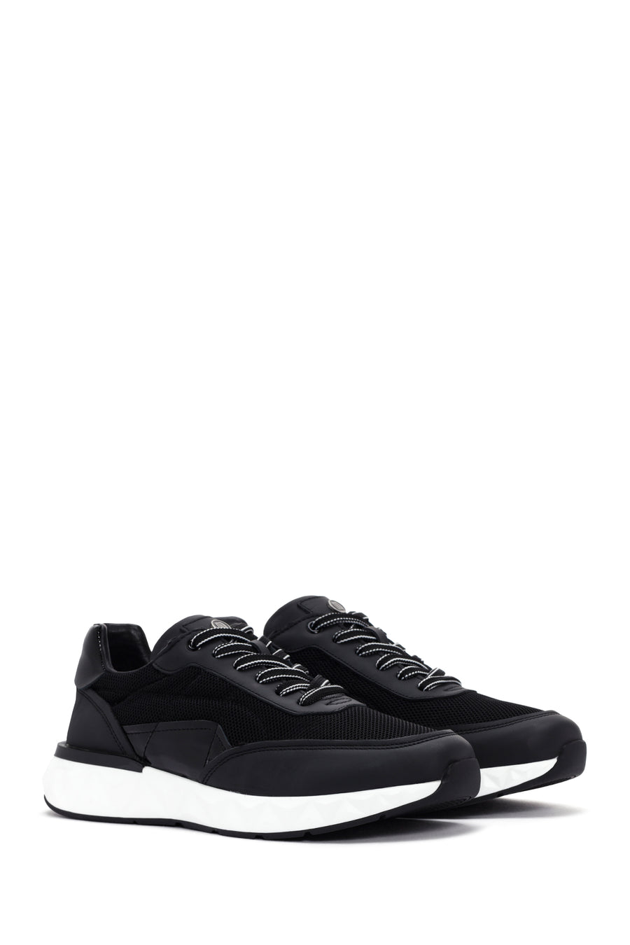 Erkek Siyah Bağcıklı Deri Sneaker