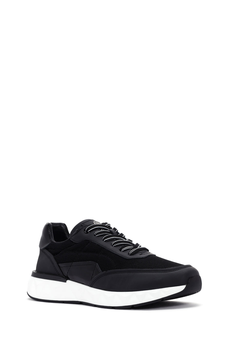 Erkek Siyah Bağcıklı Deri Sneaker