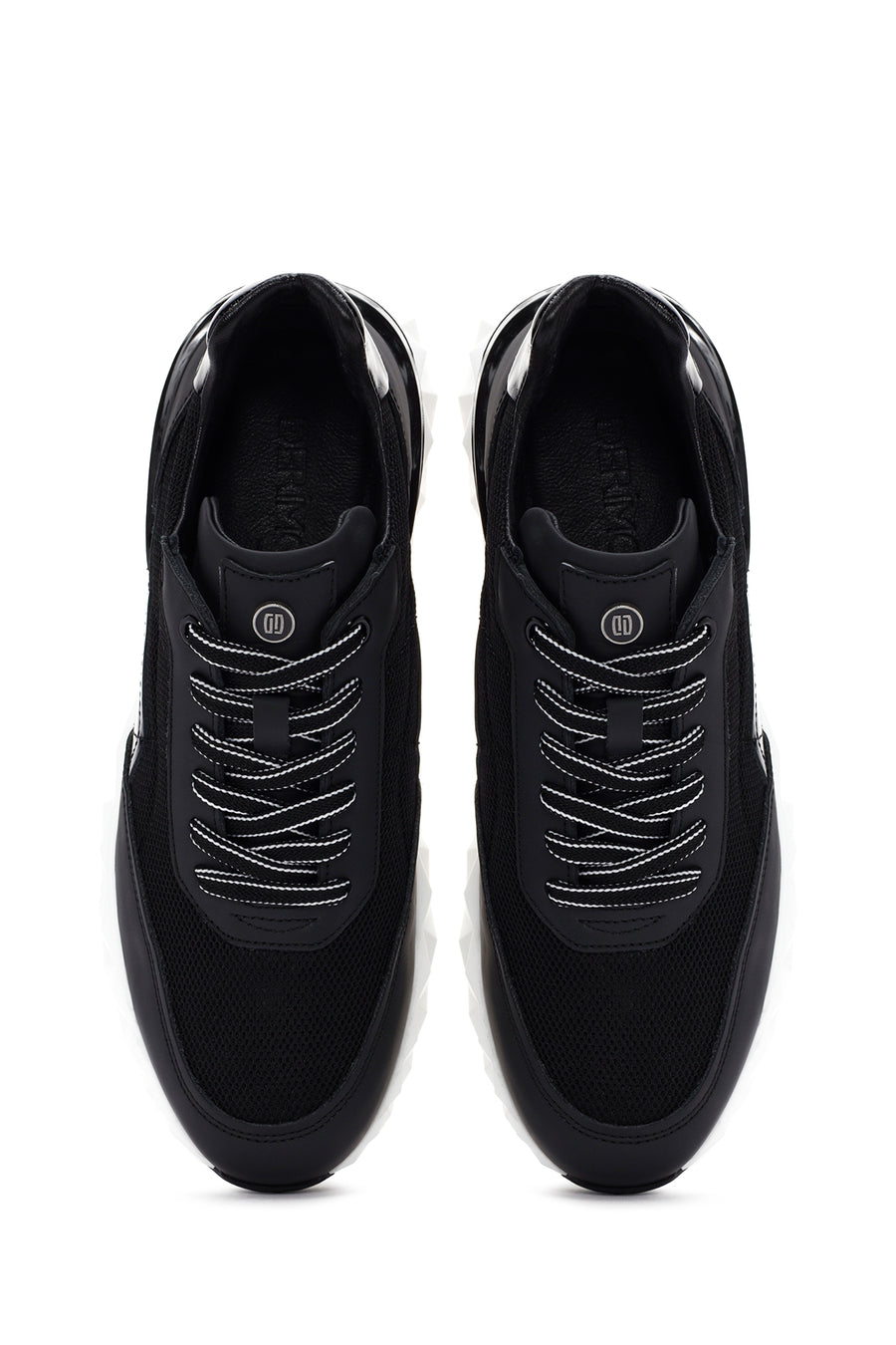 Erkek Siyah Bağcıklı Deri Sneaker