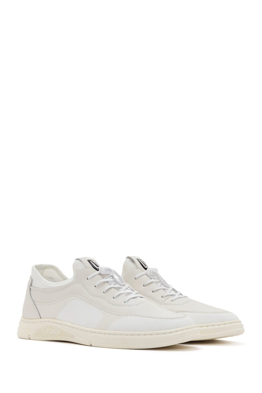 Erkek Beyaz Bağcıklı Deri Sneaker