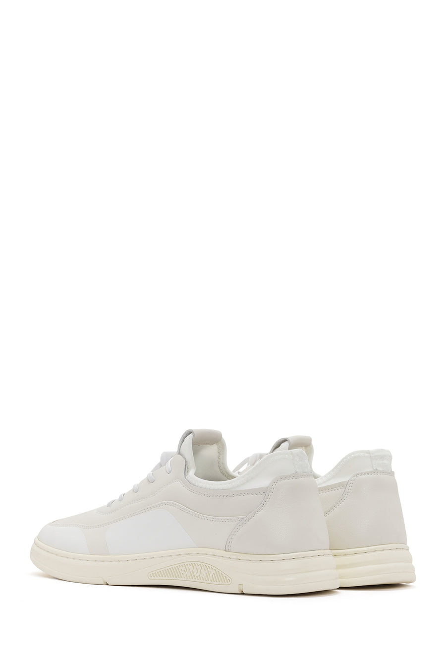 Erkek Beyaz Bağcıklı Deri Sneaker