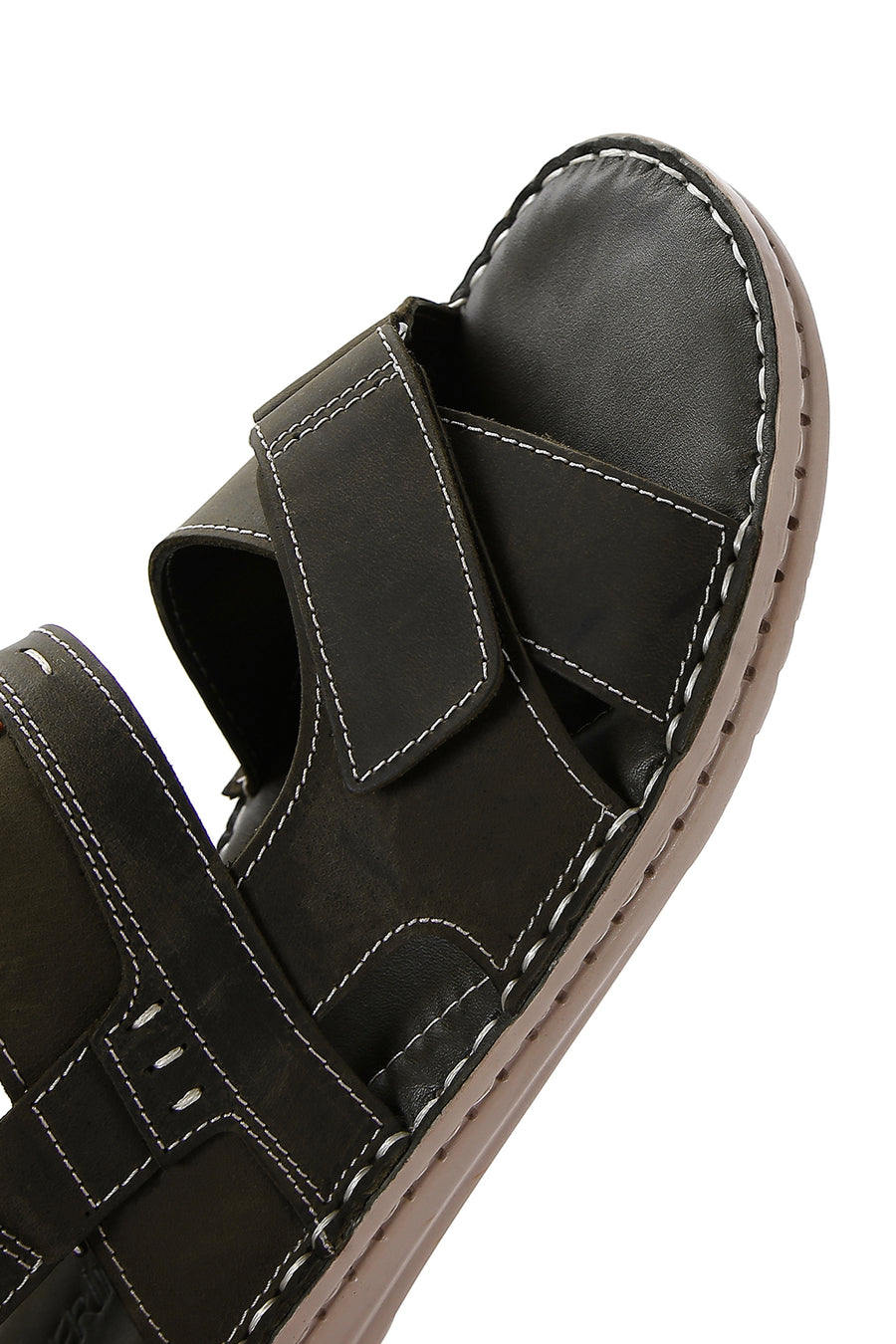 Erkek Haki Deri Sandalet