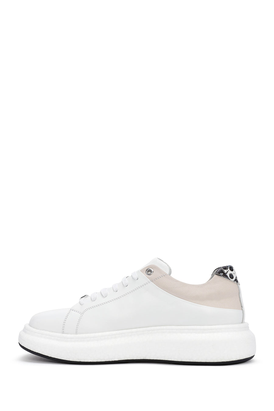 Erkek Beyaz Bağcıklı Deri Sneaker