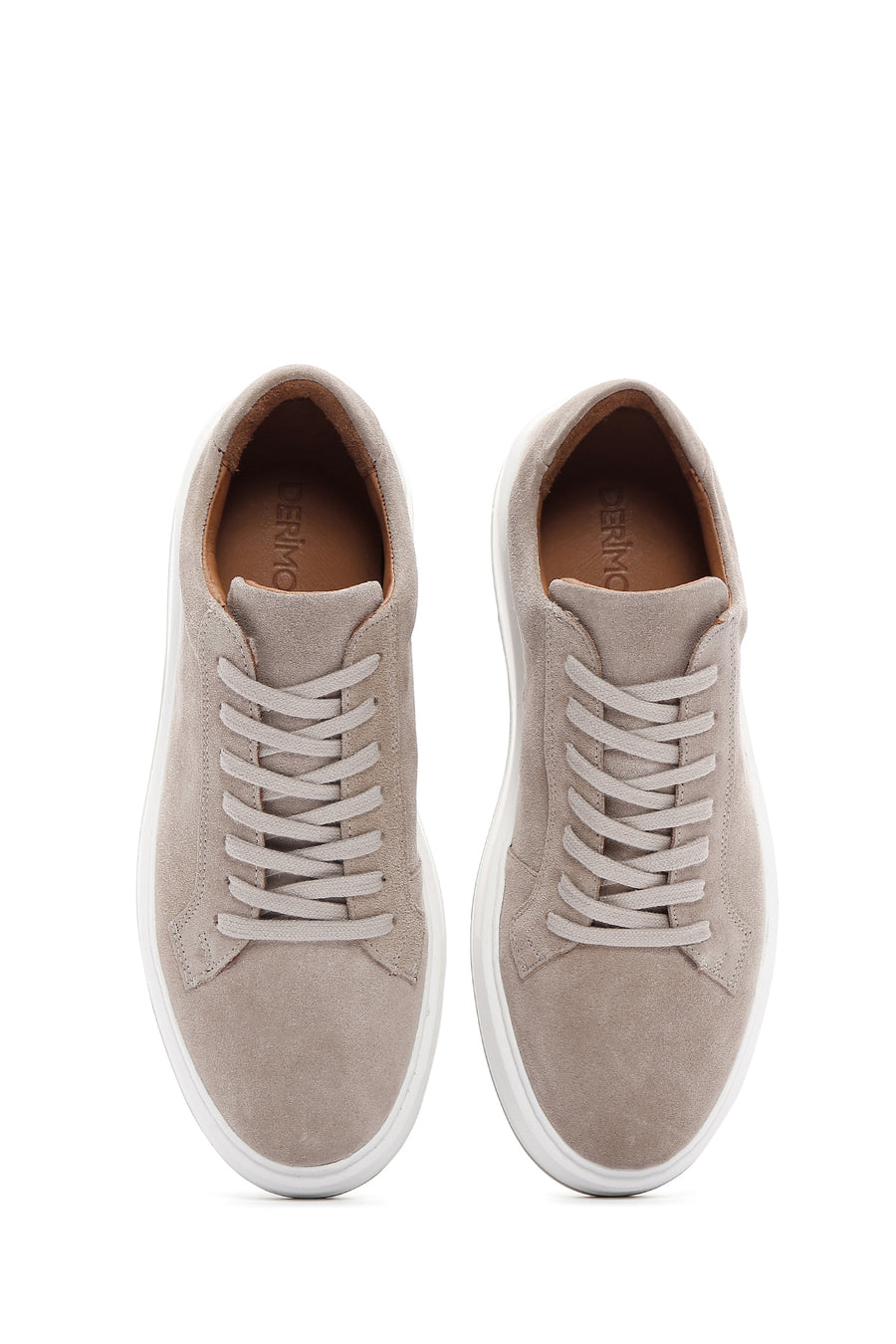 Men's Beige Thick Soled Laced Suede Leather Sneaker
