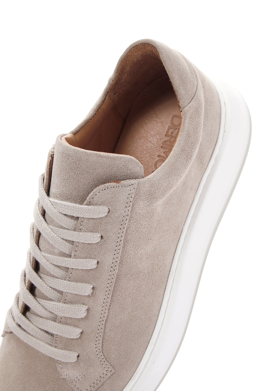 Men's Beige Thick Soled Laced Suede Leather Sneaker