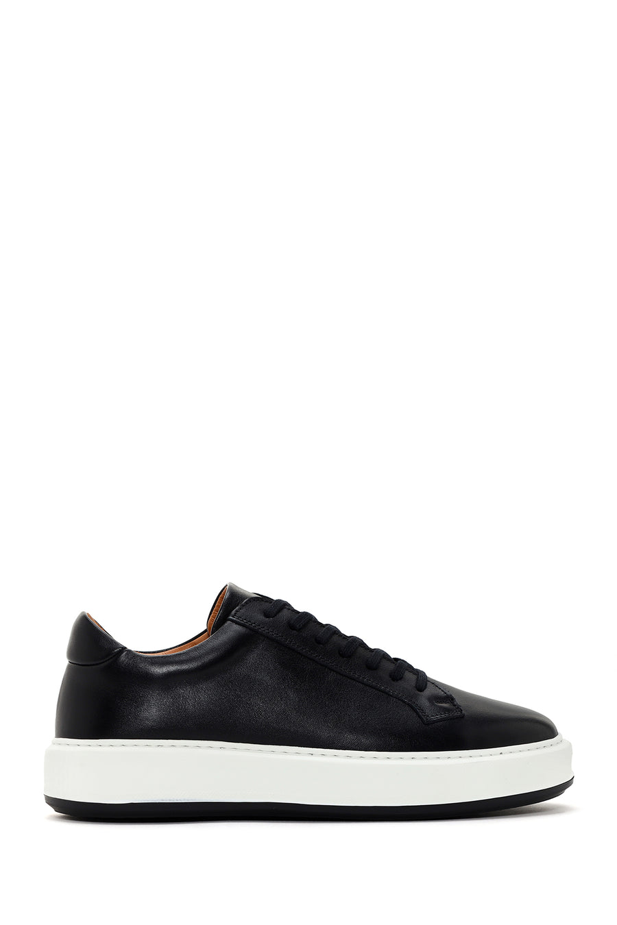Men's Black Thick Sole Lace Up Suede Leather Sneaker 24SFD630910 | Derimod