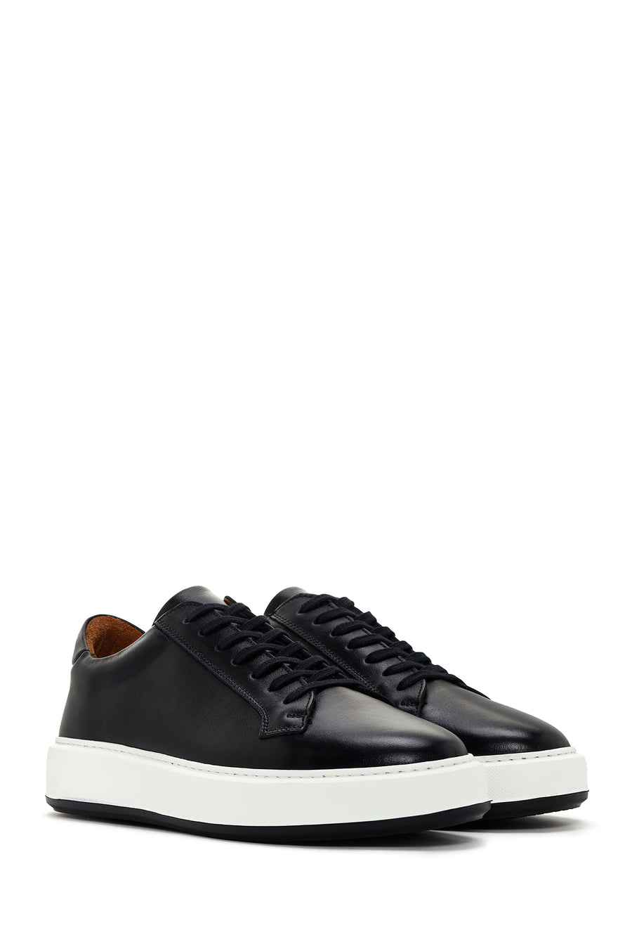 Men's Black Thick Sole Lace Up Suede Leather Sneaker