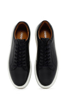 Men's Black Thick Sole Lace Up Suede Leather Sneaker | Derimod