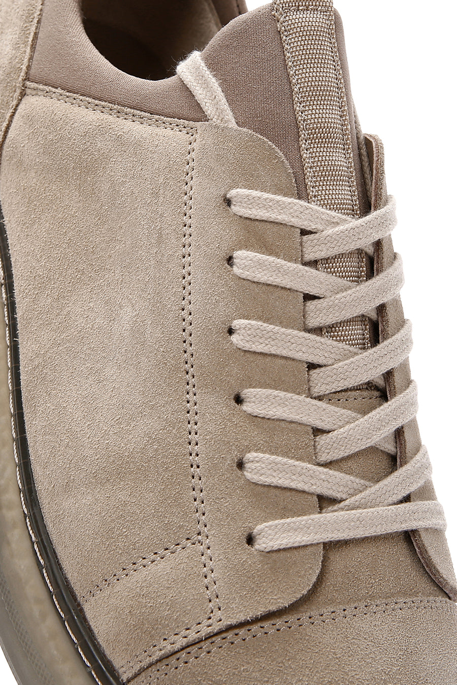 Erkek Bej Bağcıklı Süet Deri Sneaker