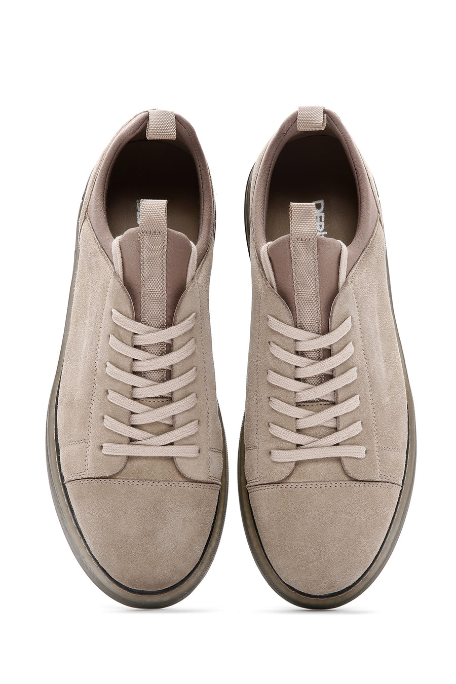 Erkek Bej Bağcıklı Süet Deri Sneaker