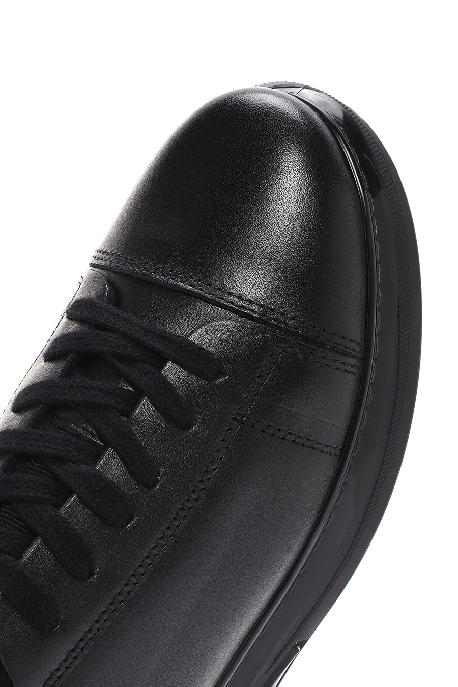 Erkek Siyah Bağcıklı Deri Sneaker