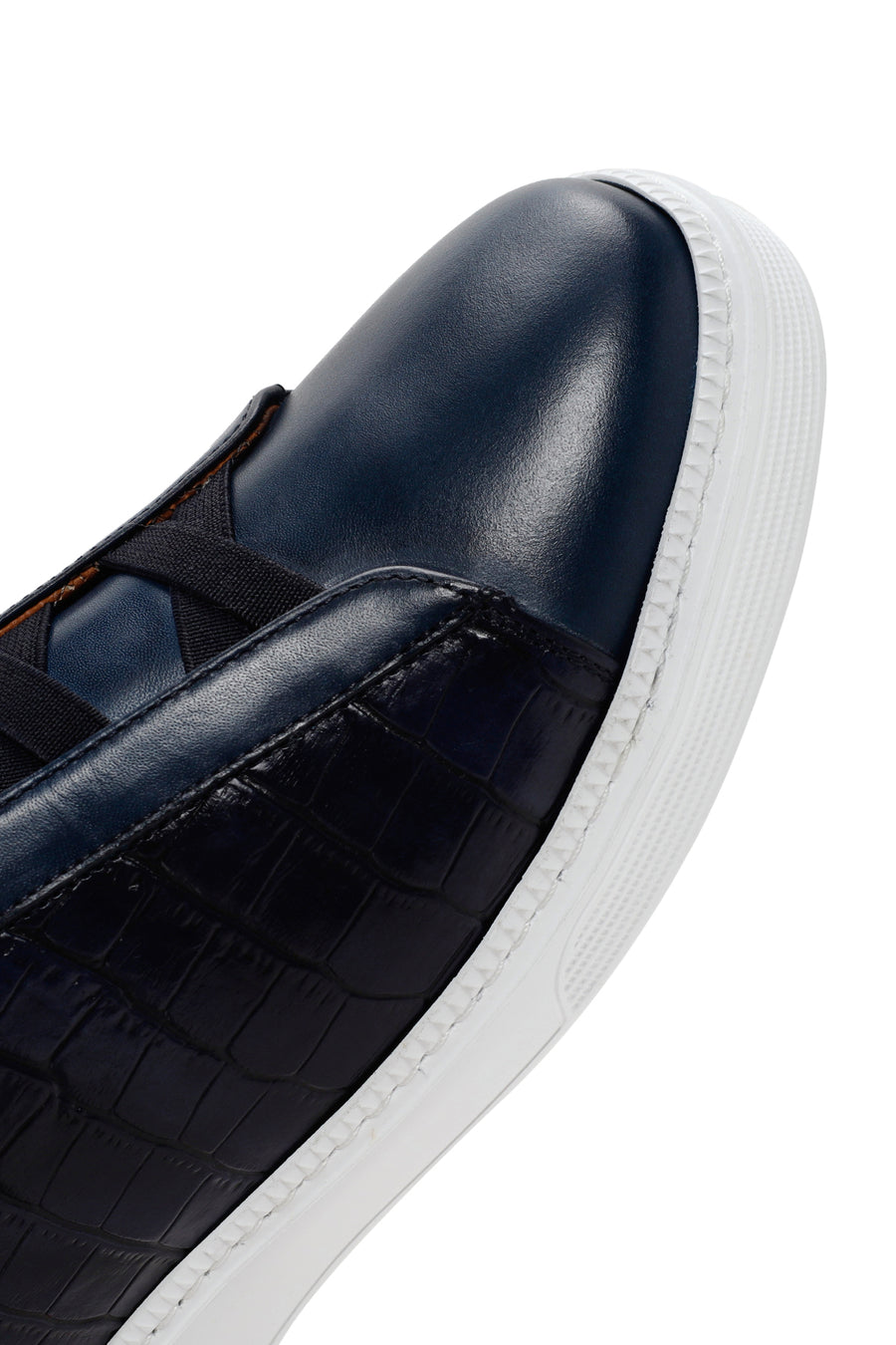 Erkek Lacivert Kroko Deri Sneaker