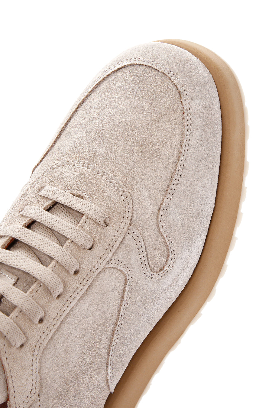 Erkek Bej Bağcıklı Süet Deri Casual Sneaker