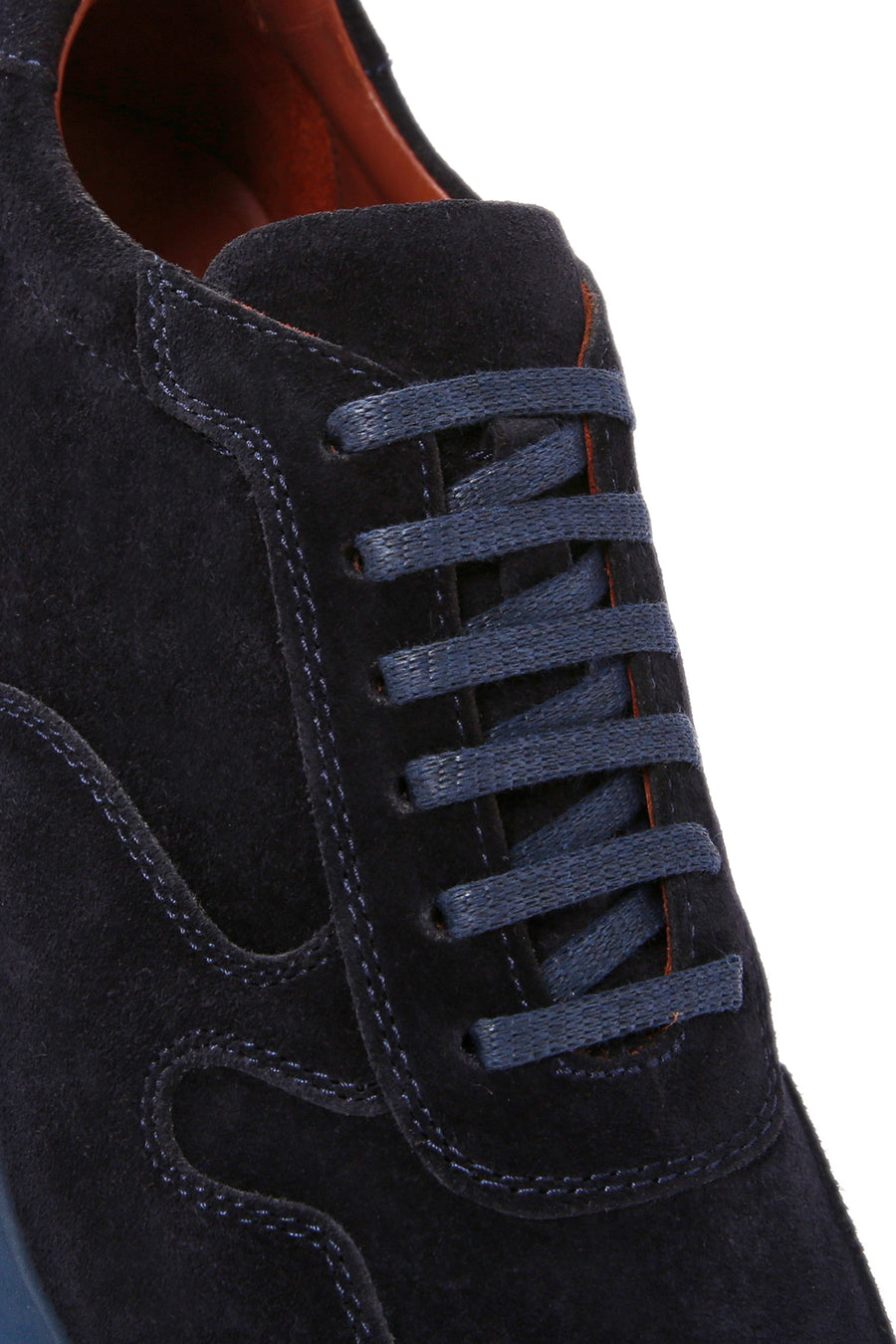 Erkek Lacivert Bağcıklı Süet Deri Casual Sneaker