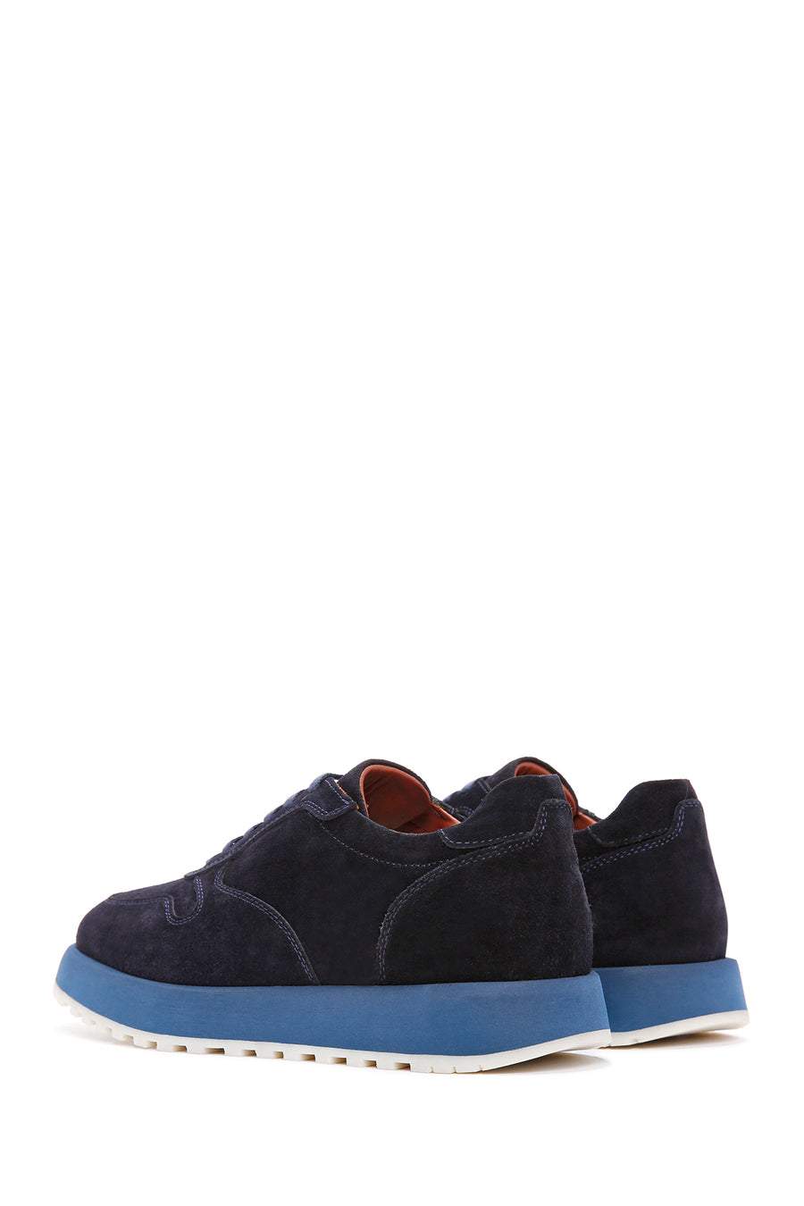 Erkek Lacivert Bağcıklı Süet Deri Casual Sneaker
