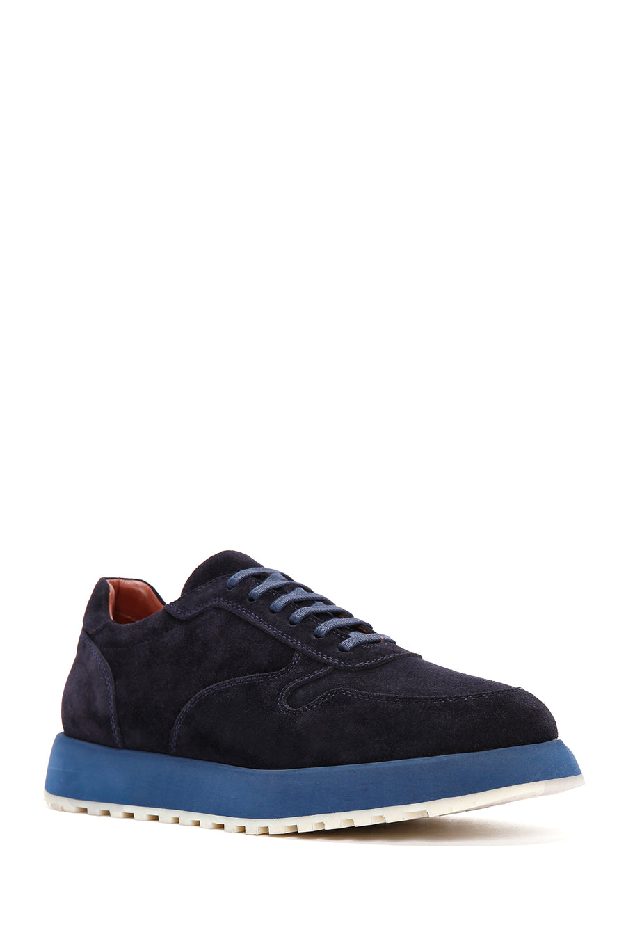 Erkek Lacivert Bağcıklı Süet Deri Casual Sneaker