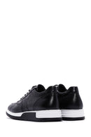 Erkek Siyah Bağcıklı Deri Sneaker | Derimod