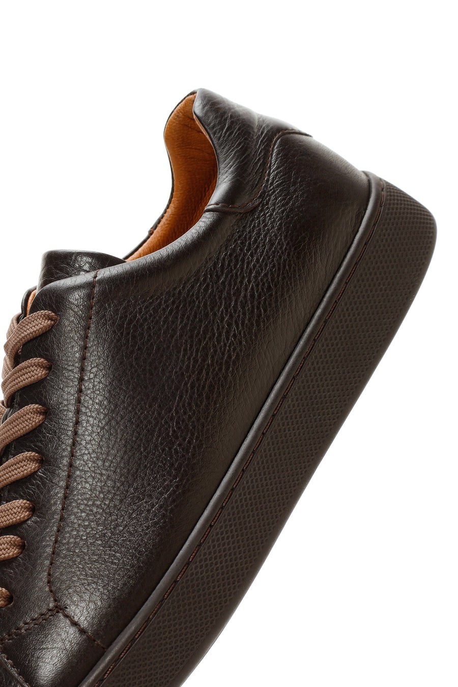 Erkek Kahverengi Bağcıklı Deri Sneaker