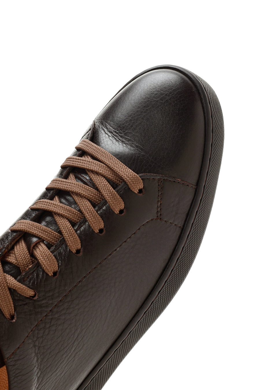 Erkek Kahverengi Bağcıklı Deri Sneaker