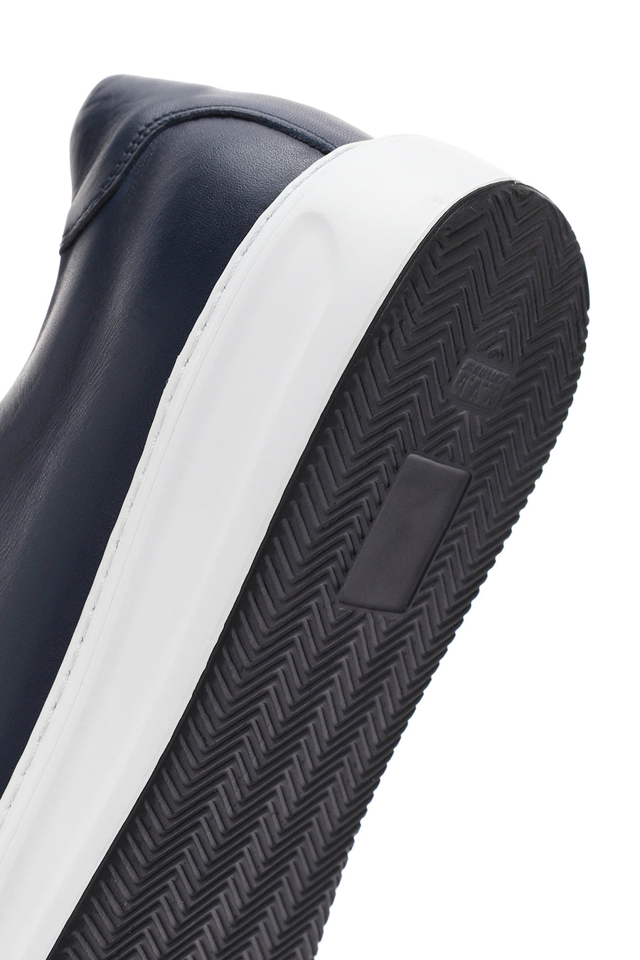 Erkek Lacivert Bağcıklı Deri Sneaker