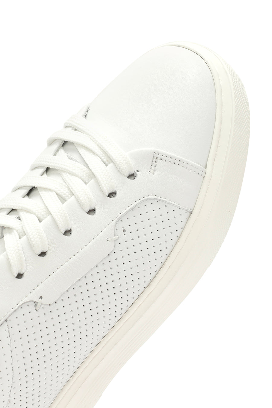 Men's White Lace-up Leather Sneaker