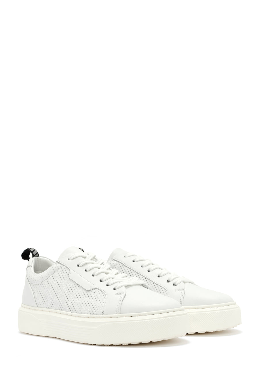 Men's White Lace-up Leather Sneaker