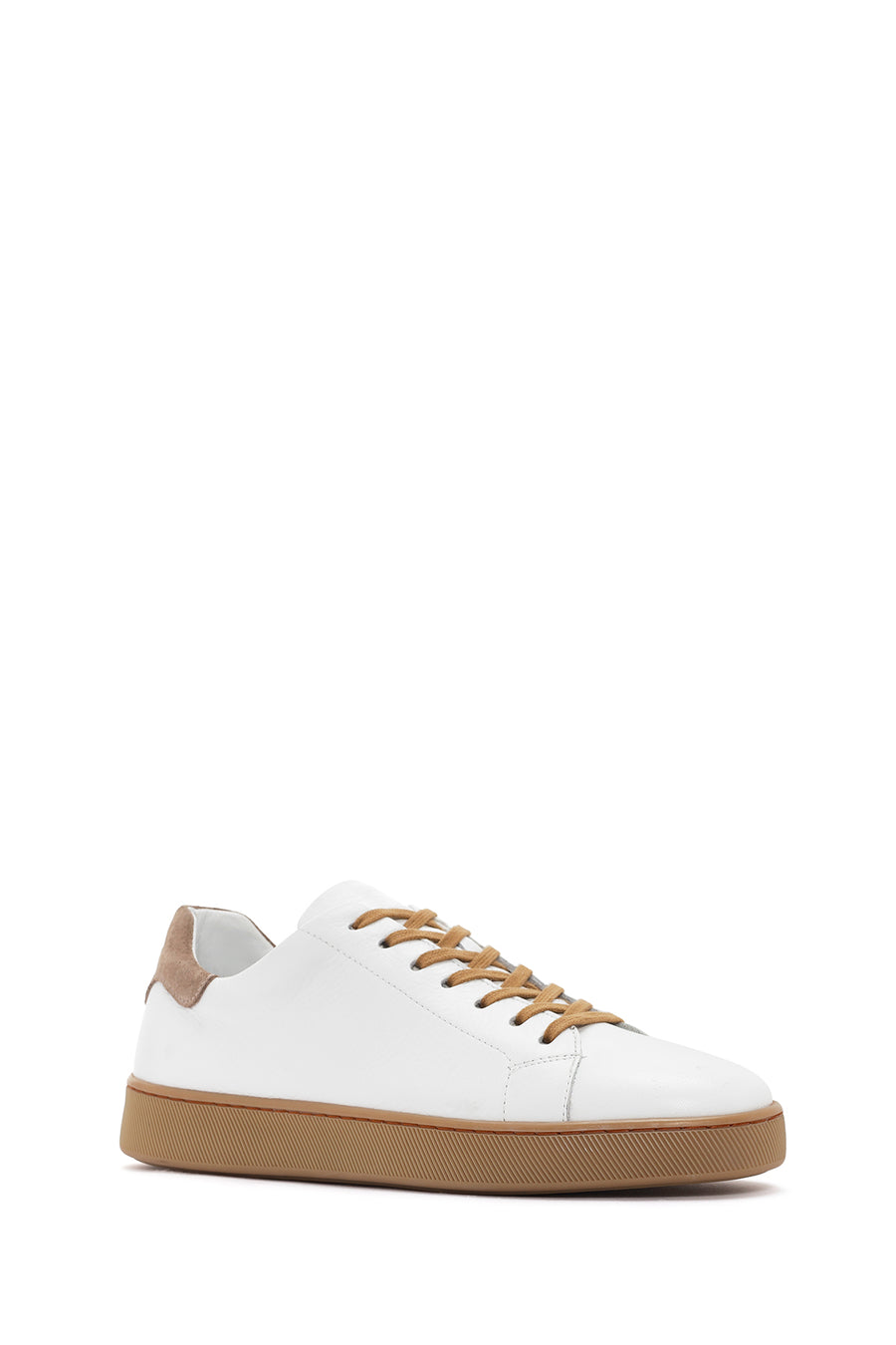 Erkek Beyaz Bağcıklı Deri Sneaker