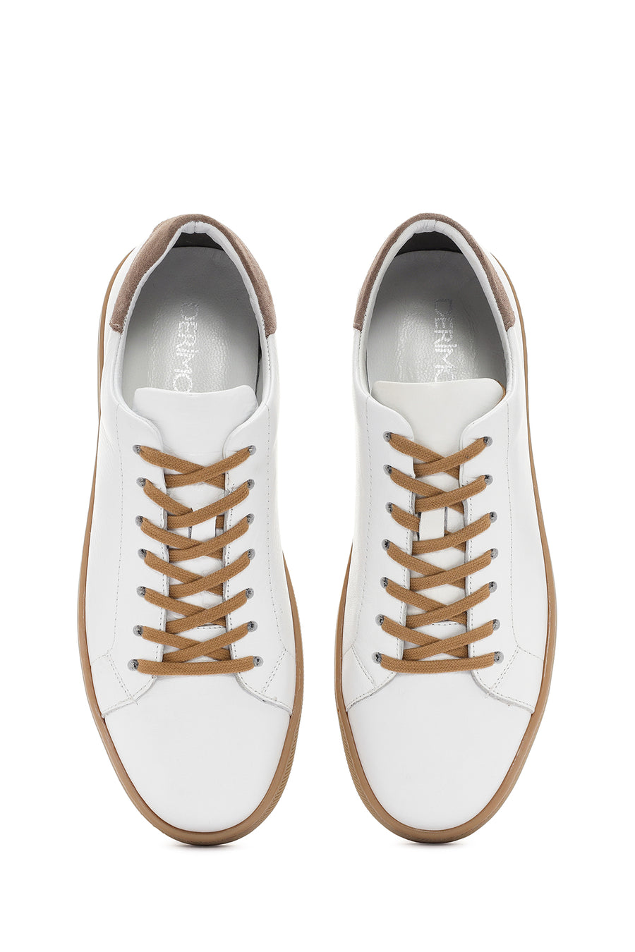 Erkek Beyaz Bağcıklı Deri Sneaker
