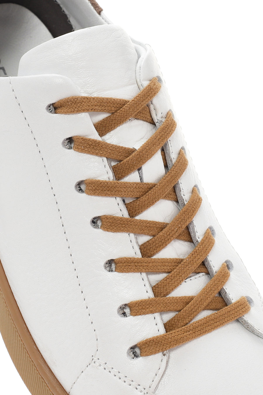 Erkek Beyaz Bağcıklı Deri Sneaker