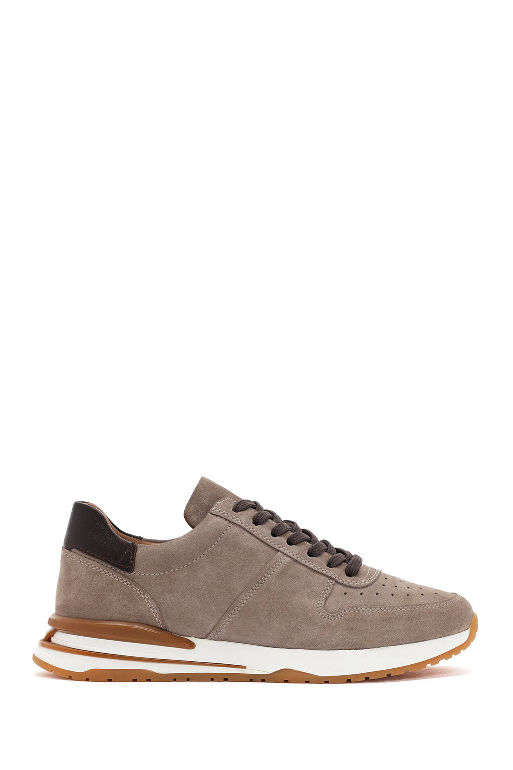 Erkek Vizon Bağcıklı Süet Deri Sneaker