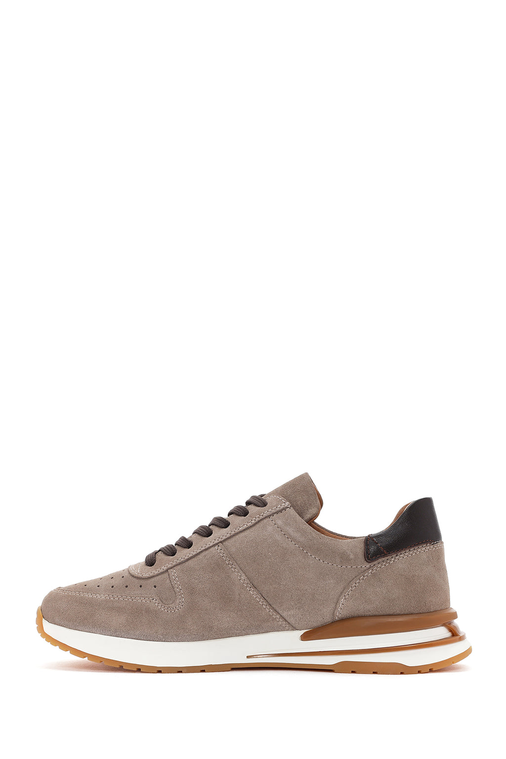 Erkek Vizon Bağcıklı Süet Deri Sneaker