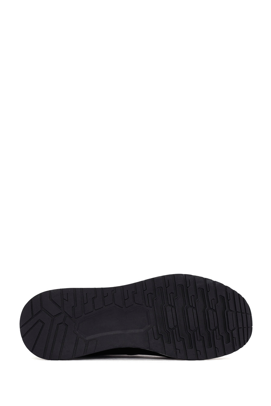 Erkek Siyah Kroko Desenli Bağcıklı Kalın Tabanlı Deri Sneaker