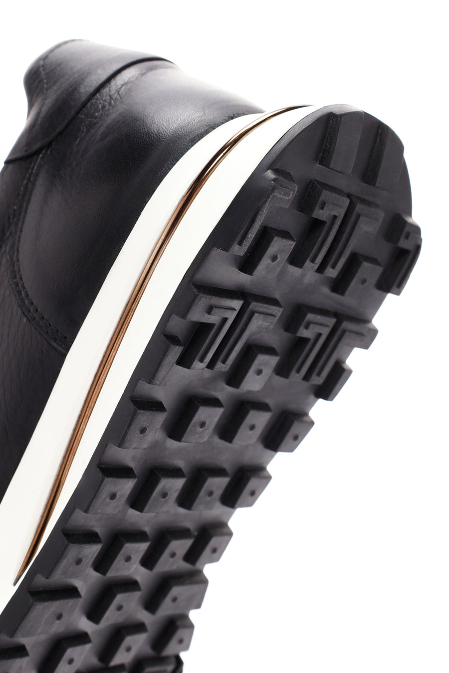 Erkek Siyah Bağcıklı Deri Sneaker
