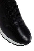 Men's Black Thick Soled Leather Sneaker | Derimod