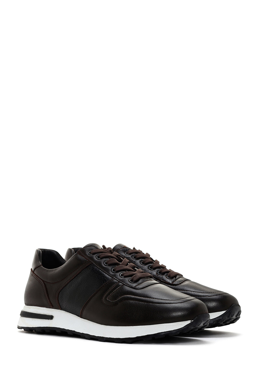 Men's Brown Thick Soled Leather Sneaker