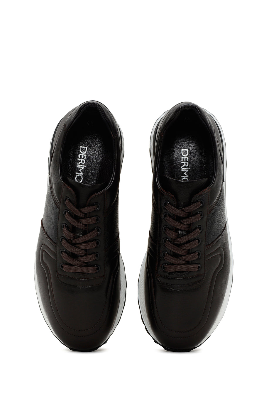 Men's Brown Thick Soled Leather Sneaker