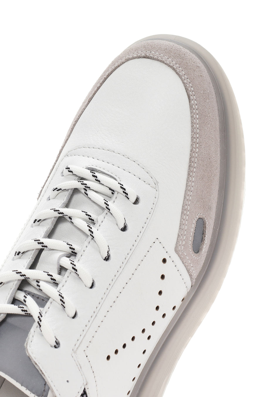 Erkek Beyaz Bağcıklı Deri Sneaker