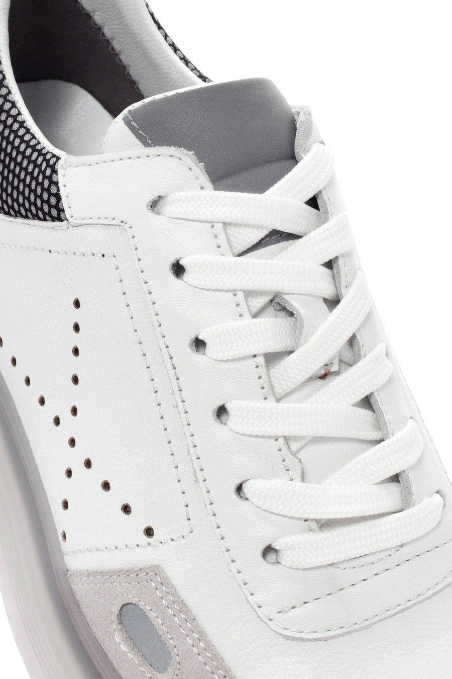 Erkek Beyaz Bağcıklı Deri Sneaker