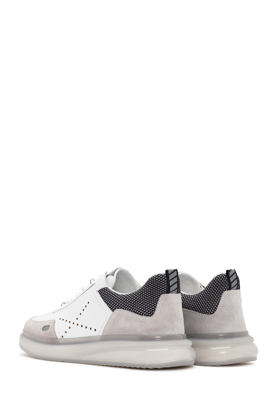 Erkek Beyaz Bağcıklı Deri Sneaker