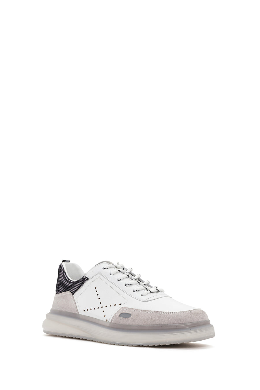 Erkek Beyaz Bağcıklı Deri Sneaker