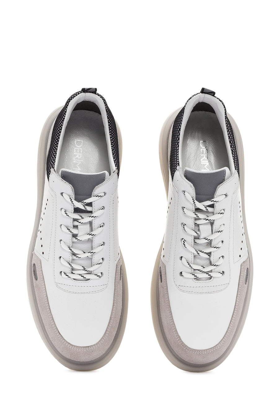 Erkek Beyaz Bağcıklı Deri Sneaker