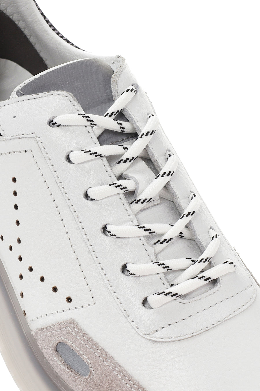 Erkek Beyaz Bağcıklı Deri Sneaker